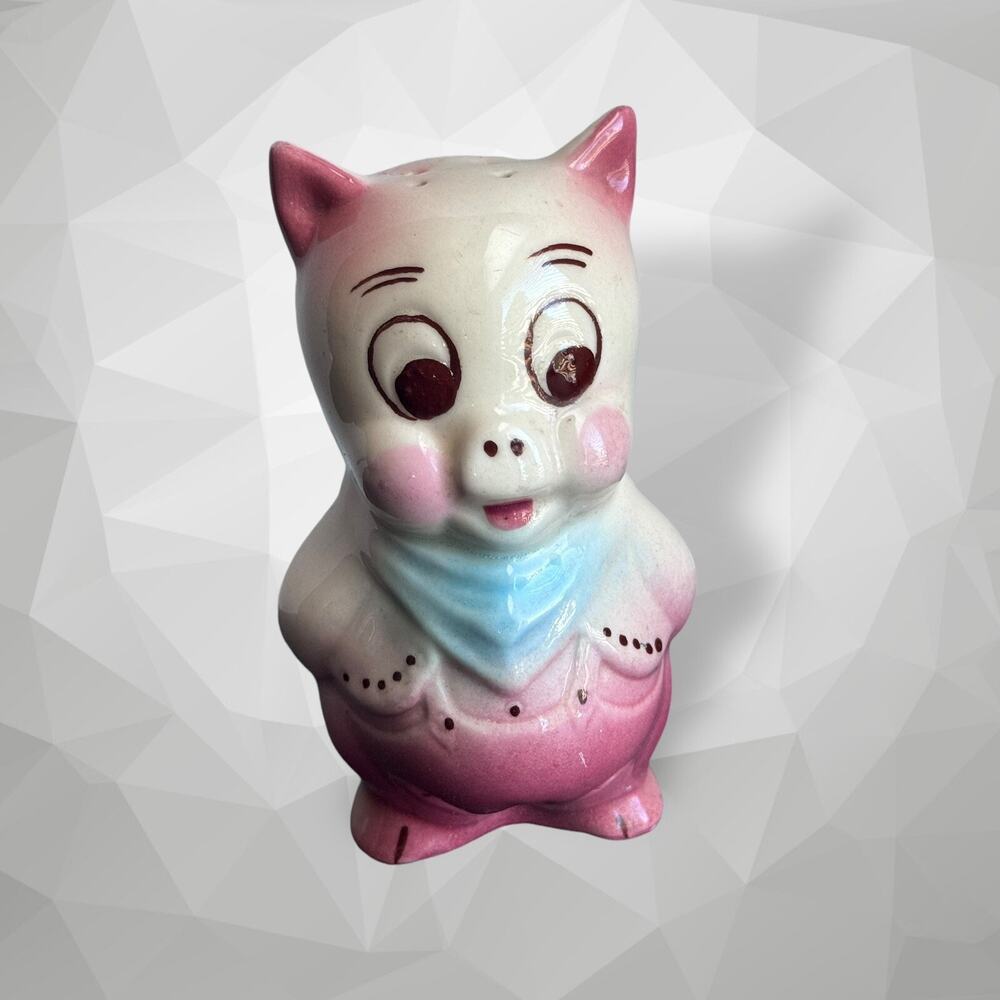 Vintage Porky Pig Salt / Pepper Shaker - 5.5 Inches Tall Vtg Retro Ceramic